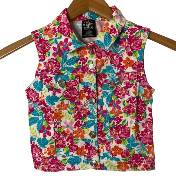 Enyce Other - ENYCE New York Floral Cotton Denim Vest Girls' Size 7/8